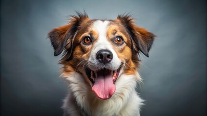 Fototapeta premium Adorable dog stuck tongue out in silly pose, playful pups, cute animal antics