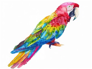 Obraz premium Watercolor illustration of a colorful macaw clipart