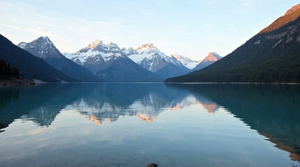 Tranquil Lake Reflection of Snow-Capped Peaks