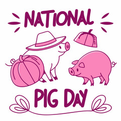 NATIONAL PIG DAY silhouette vector