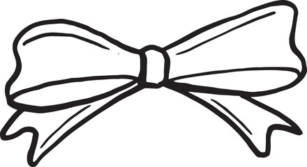 Hand draw ribbons cute doodle icon set Outline Simple vector illustration.
