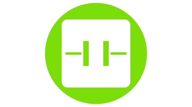 Electrolytic capacitor icon animation with technology background.
