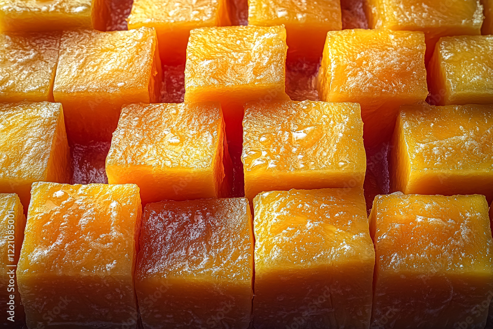 Aufkleber close up of a pile of orange cubes. the cubes are all the same size and are arranged in a grid patte