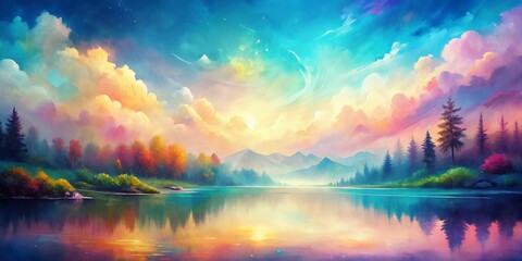 Watercolor Abstract Background with Copy Space for Text - Pastel Hues & Artistic Texture