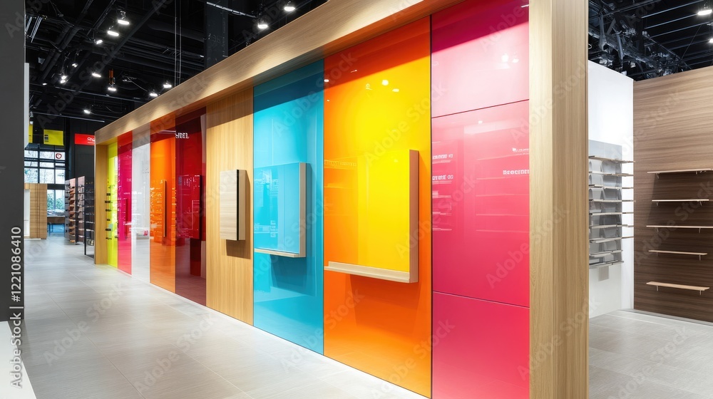 Poster a vibrant display of melamine-faced fibreboard and hmr melamine-coated chipboard, contrasting surfac