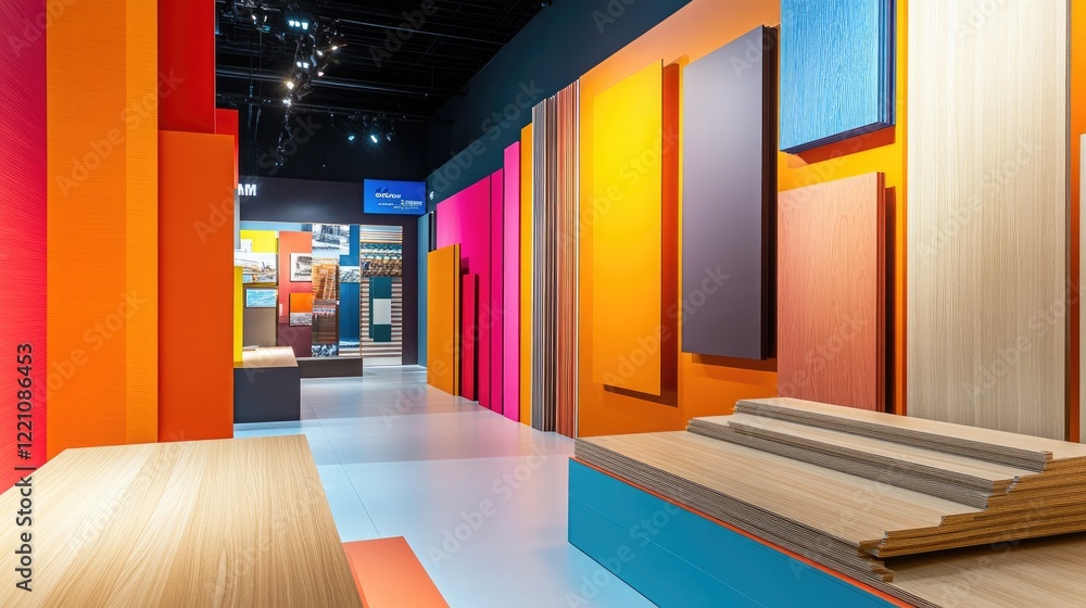 Poster a vibrant display of melamine-faced fibreboard and hmr melamine-coated chipboard, contrasting surfac