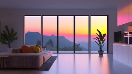 Futuristic Eco-Friendly Home with Intelligent Glass Windows Adjusting for Heat and Light