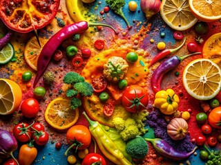 Fototapeta premium Vibrant Paint Swirl Food Photography for Business Promotion