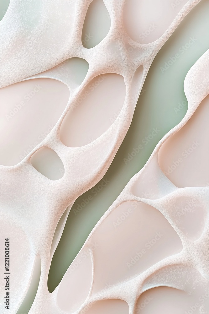 Poster a flowing pattern of glowing green veins forms intricate leaf-like structures against a neutral beig