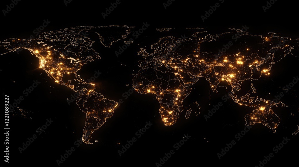 Poster a world map with glowing connections between people, representing the power of technology in linking