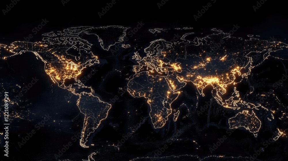 Poster a world map with glowing connections between people, representing the power of technology in linking
