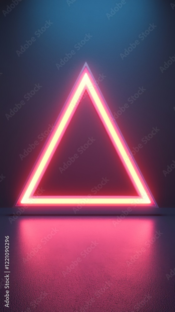 Poster a vibrant neon triangle glows against a dark background, creating a stunning visual effect perfect f