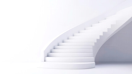 Abstract staircase with each step labeled as success milestones, futuristic look, 3D illustration,