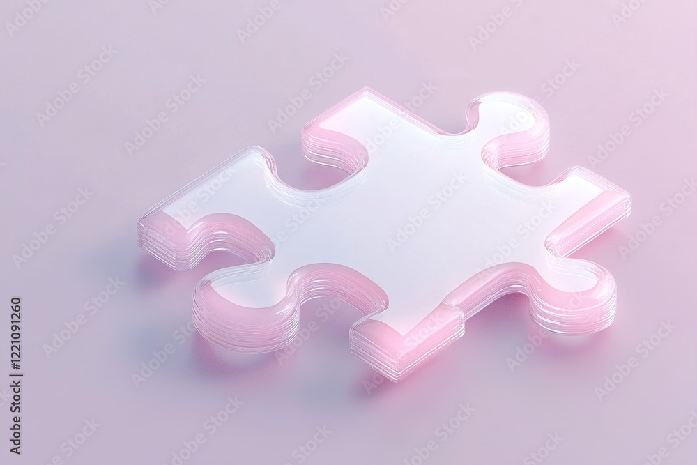Poster a captivating 3d puzzle piece shines with soft glowing edges, perfectly completing the set against a