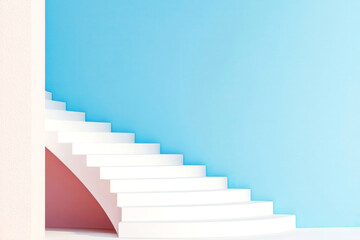 Fototapeta premium Curved staircase with steps of opportunity and success, minimalistic design, 3D illustration,