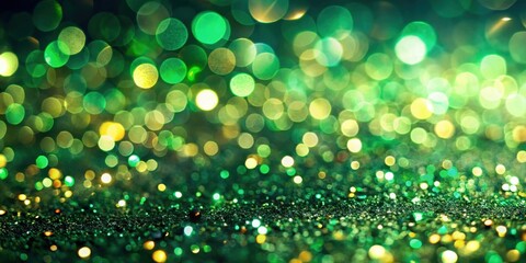 Obraz premium Emerald Green Glitter and Bokeh Lights Create a Festive and Sparkling Background