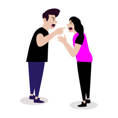 People quarrelling with each other, sad or laughing