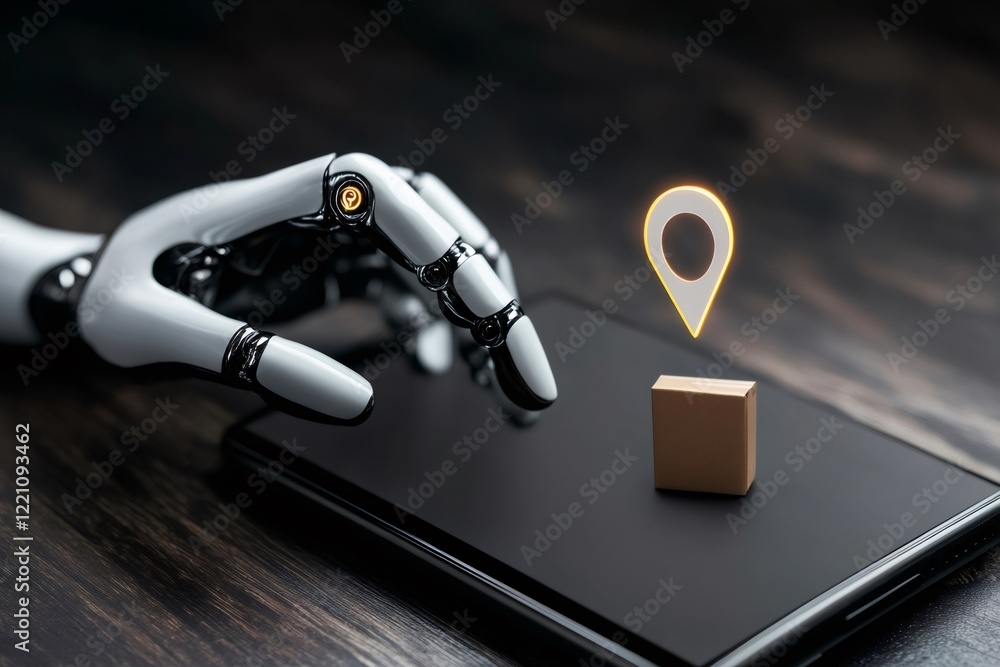 Poster Robotic Arm Using Smartphone for Managing Parcel Tracking and Delivery with Location Pin