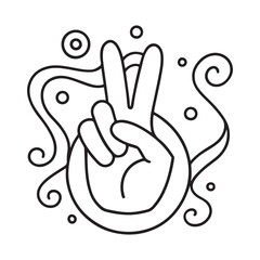 Cozy 90's Groovy: Bold and Easy Coloring Page, Line art, Black and White, sign Coloring page