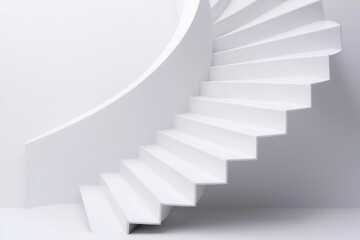 Naklejka premium Spiral staircase, sleek modern design representing business growth, 3D illustration,