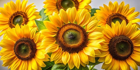 Fototapeta premium Vibrant Sunflower Bouquet on Pure White Background - Summer Floral Still Life Photography
