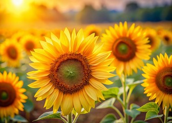 Obraz premium Vibrant Sunflower Bouquet with Copyspace: Summer Floral Arrangement