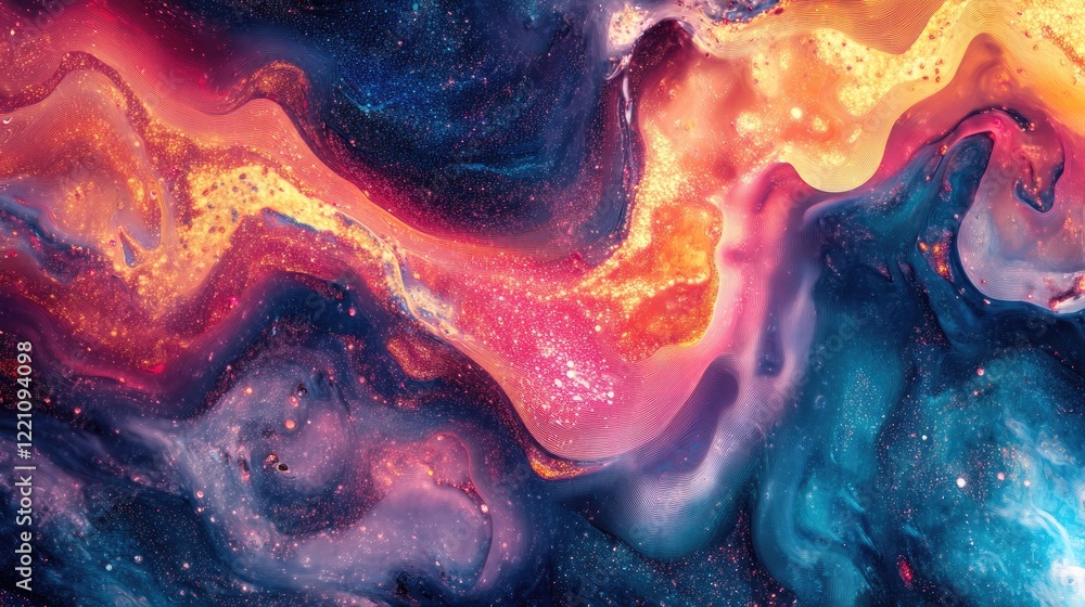 Poster Close-up of a digital computer monitor displaying intricate pixel details with vibrant color variations, illustrating the power of high-resolution displays.