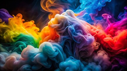 Fototapeta premium Vibrant Swirling Smoke Cloud, Low Light Colorful Abstract Art Photography