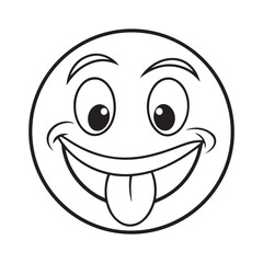 Cozy 90's Groovy: Bold and Easy Coloring Page, Line art, Black and White, smile Coloring page, icon