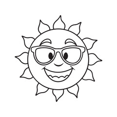 Cozy 90's Groovy: Bold and Easy Coloring Page, Line art, Black and White, summer sun Coloring page