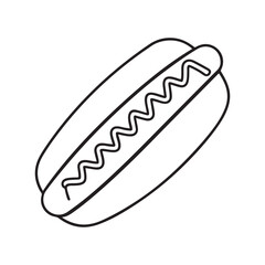 Cozy 90's Groovy: Bold and Easy Coloring Page, Line art, Black and White, hot dog Coloring page