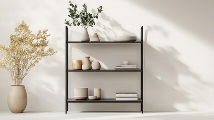 Modern Minimalist Shelf with Natural Decor Elements