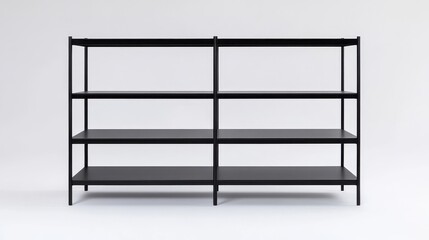 Modern Black Shelf Unit with Open Shelving Design