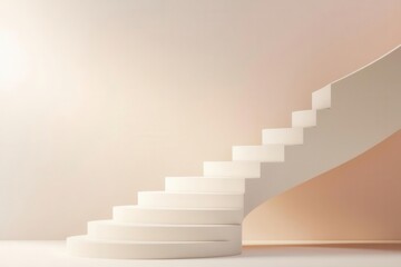 Curved staircase with steps of opportunity and success, minimalistic design, 3D illustration,
