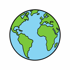 Obraz premium earth, black outline, vector illustration, white background