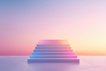 Steps of a corporate journey leading to financial growth, sleek design, 3D illustration,