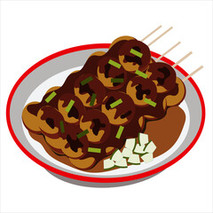 Grilled meatballs from East Java with peanut sauce