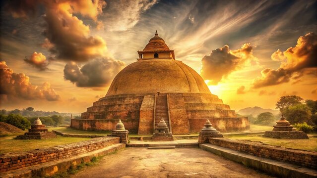 Vintage Bihar India Kesariya Stupa Buddhist Relic Ancient Architecture