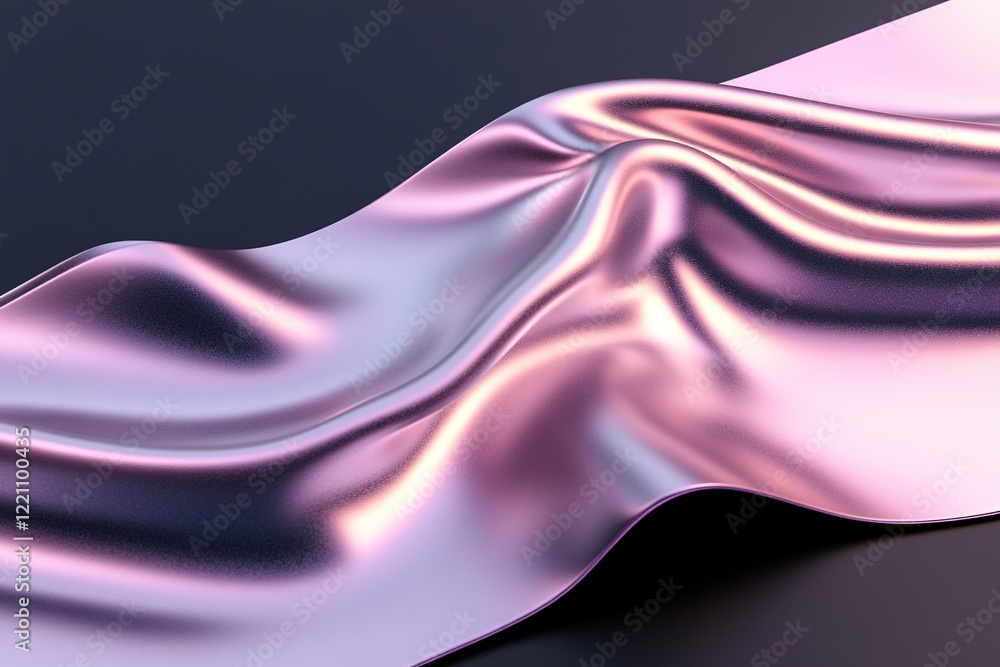 Poster sleek wave-like metallic surface showcases flowing neon lights against a dark gradient background, c