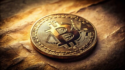 Vintage Bitcoin Close-Up: Retro Cryptocurrency Photography