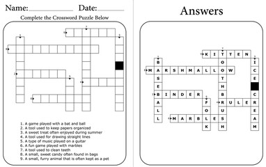Kids Crossword Puzzle: Fun Printable Word Game for Learning