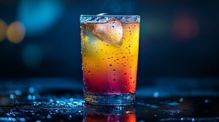 Stunning Colorful Layered Cocktail in a Glass