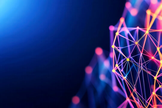Glowing data points being connected in a complex 3D graph, statistical optimization in progress, futuristic and dynamic visualization
