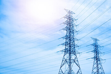 Large high-voltage transmission towers