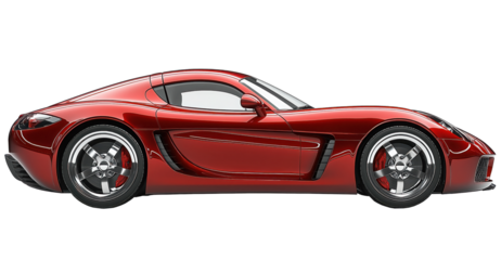 Red modern sports car isolated on transparent background