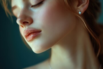 Fototapeta premium Portrait of a young woman in a contemplative pose
