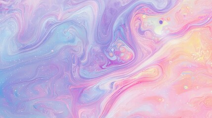 Fototapeta premium A dreamlike, cosmic backdrop filled with swirling colors and shimmering stars, a mix of soft pinks, purples, and blues, with glowing nebulas and wisps of smoke floating, creating a magical setting.
