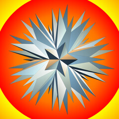 Echidnahedron Planetoid.  Imaginary Planetoid made of pure precious metals.  TOTALLY UNINHABITABLE.  This stellated polyhedron, having 80 triangular faces was generated in Mathematica.