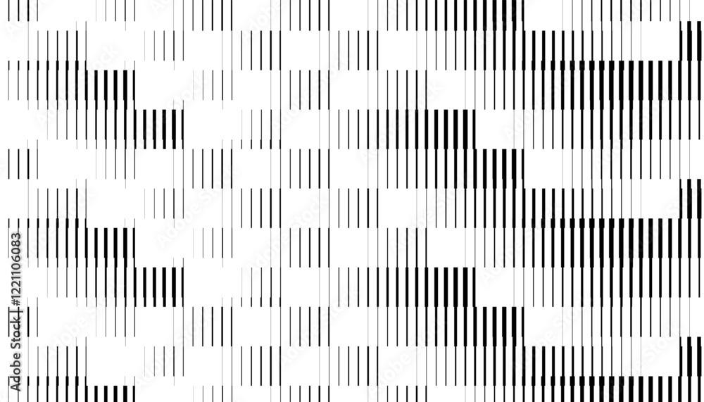 Poster black and white abstract geometric pattern with vertical lines effect. smooth transition of lines pa