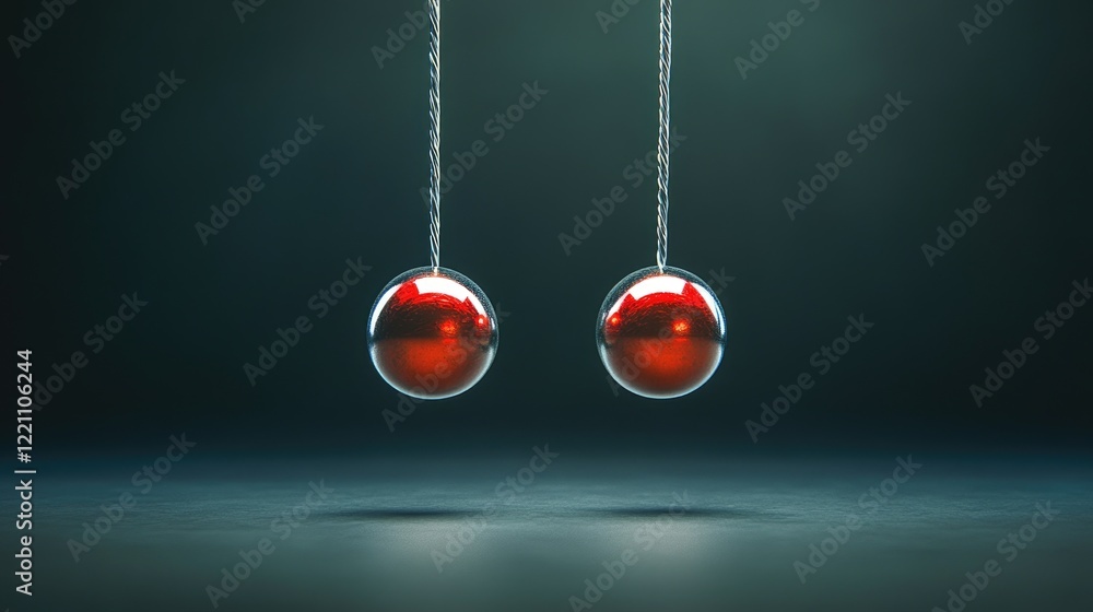 Poster Two magnets in mid-air, connected by a transparent string, visualizing the concept of magnetic tension and energy.